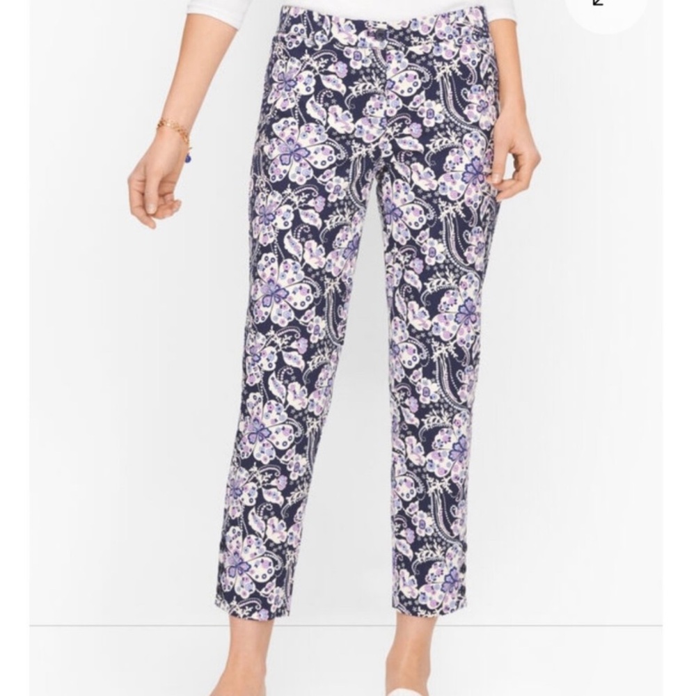 Talbots Women’s 4P Perfect Crop Pant Blue & White Paisley